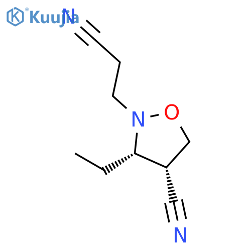 2-Isoxazolidinepropanenitrile, 4-cyano-3-ethyl-, cis- structure
