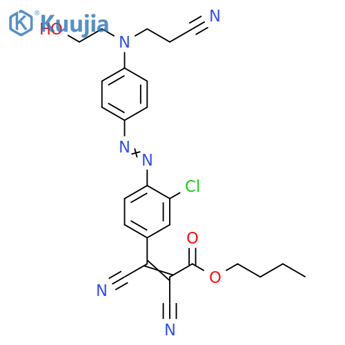 2-Propenoic acid, 3-[3-chloro-4-[2-[4-[(2-cyanoethyl)(2-hydroxyethyl)amino]phenyl]diazenyl]phenyl]-2,3-dicyano-, butyl ester structure