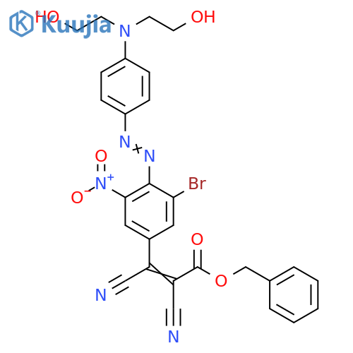 2-Propenoic acid,3-[4-[[4-[bis(2-hydroxyethyl)amino]phenyl]azo]-3-bromo-5-nitrophenyl]-2,3-dicyano-, phenylmethyl ester structure