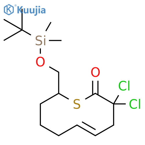 2H-Thiecin-2-one, 3,3-dichloro-10-[[[(1,1-dimethylethyl)dimethylsilyl]oxy]methyl]-3,4,7,8,9,10-hexahydro-, (5E)- structure