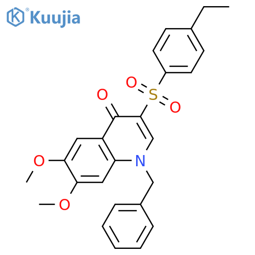 1-benzyl-3-(4-ethylbenzenesulfonyl)-6,7-dimethoxy-1,4-dihydroquinolin-4-one structure