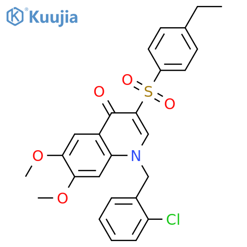 1-(2-chlorophenyl)methyl-3-(4-ethylbenzenesulfonyl)-6,7-dimethoxy-1,4-dihydroquinolin-4-one structure