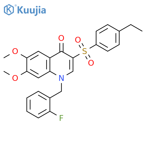 3-(4-ethylbenzenesulfonyl)-1-(2-fluorophenyl)methyl-6,7-dimethoxy-1,4-dihydroquinolin-4-one structure