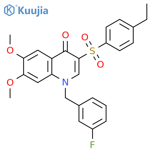 3-(4-ethylbenzenesulfonyl)-1-(3-fluorophenyl)methyl-6,7-dimethoxy-1,4-dihydroquinolin-4-one structure