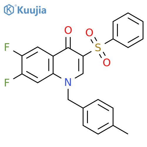 3-(benzenesulfonyl)-6,7-difluoro-1-(4-methylphenyl)methyl-1,4-dihydroquinolin-4-one structure