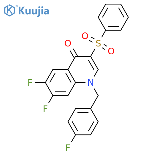 3-(benzenesulfonyl)-6,7-difluoro-1-(4-fluorophenyl)methyl-1,4-dihydroquinolin-4-one structure