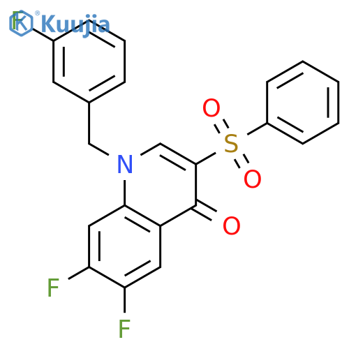 3-(benzenesulfonyl)-6,7-difluoro-1-(3-fluorophenyl)methyl-1,4-dihydroquinolin-4-one structure