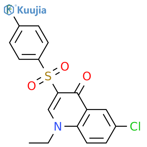 6-chloro-1-ethyl-3-(4-fluorobenzenesulfonyl)-1,4-dihydroquinolin-4-one structure