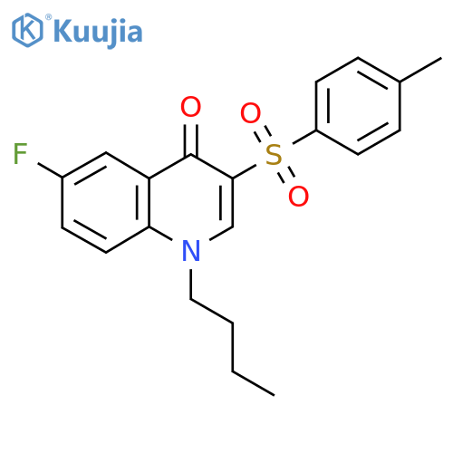 1-butyl-6-fluoro-3-(4-methylbenzenesulfonyl)-1,4-dihydroquinolin-4-one structure