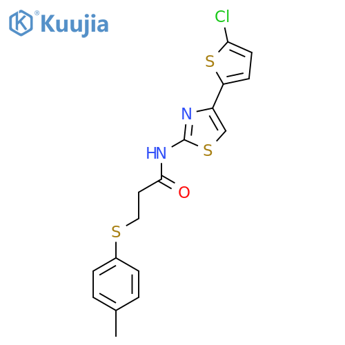 N-4-(5-chlorothiophen-2-yl)-1,3-thiazol-2-yl-3-(4-methylphenyl)sulfanylpropanamide structure