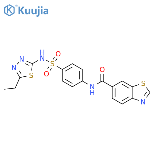 N-{4-(5-ethyl-1,3,4-thiadiazol-2-yl)sulfamoylphenyl}-1,3-benzothiazole-6-carboxamide structure