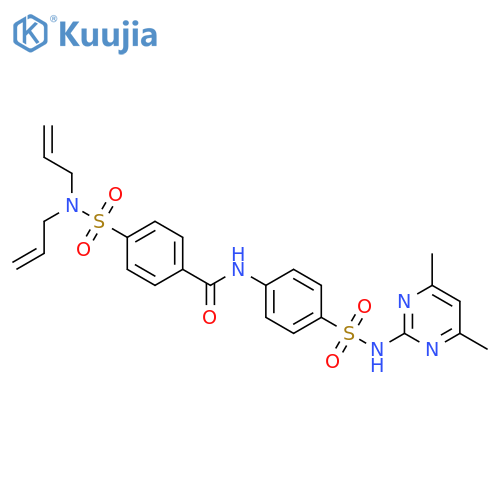 4-bis(prop-2-en-1-yl)sulfamoyl-N-{4-(4,6-dimethylpyrimidin-2-yl)sulfamoylphenyl}benzamide structure