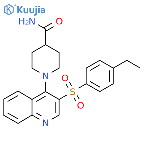 1-3-(4-ethylbenzenesulfonyl)quinolin-4-ylpiperidine-4-carboxamide structure