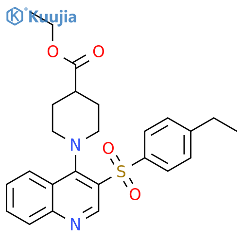 ethyl 1-3-(4-ethylbenzenesulfonyl)quinolin-4-ylpiperidine-4-carboxylate structure