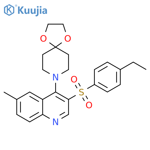 8-3-(4-ethylbenzenesulfonyl)-6-methylquinolin-4-yl-1,4-dioxa-8-azaspiro4.5decane structure