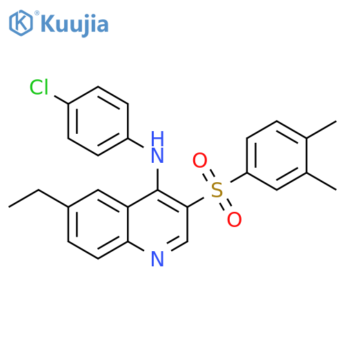 N-(4-chlorophenyl)-3-(3,4-dimethylbenzenesulfonyl)-6-ethylquinolin-4-amine structure