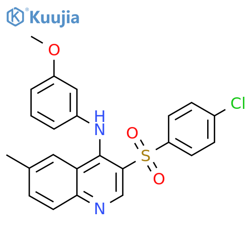 3-(4-chlorobenzenesulfonyl)-N-(3-methoxyphenyl)-6-methylquinolin-4-amine structure