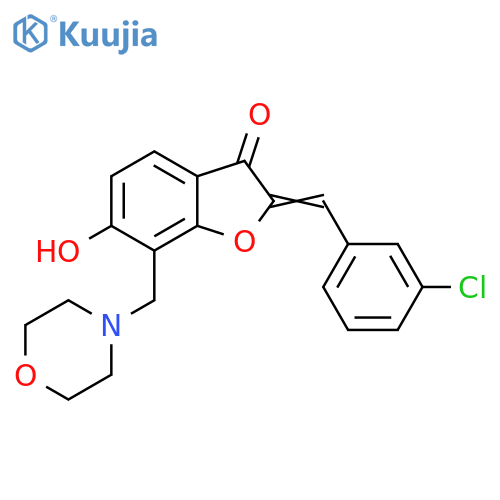 (2Z)-2-(3-chlorophenyl)methylidene-6-hydroxy-7-(morpholin-4-yl)methyl-2,3-dihydro-1-benzofuran-3-one structure