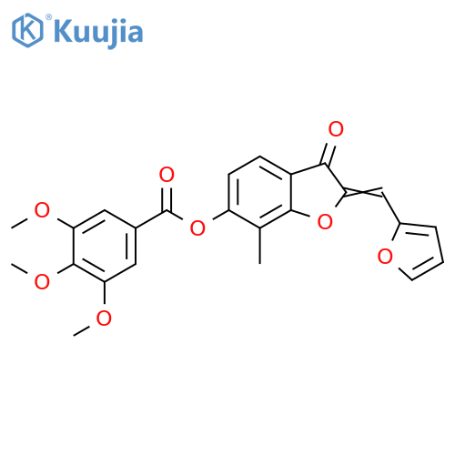 (Z)-2-(furan-2-ylmethylene)-7-methyl-3-oxo-2,3-dihydrobenzofuran-6-yl 3,4,5-trimethoxybenzoate structure