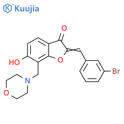 (2Z)-2-(3-bromophenyl)methylidene-6-hydroxy-7-(morpholin-4-yl)methyl-2,3-dihydro-1-benzofuran-3-one structure