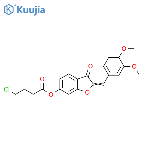 (2Z)-2-(3,4-dimethoxyphenyl)methylidene-3-oxo-2,3-dihydro-1-benzofuran-6-yl 4-chlorobutanoate structure
