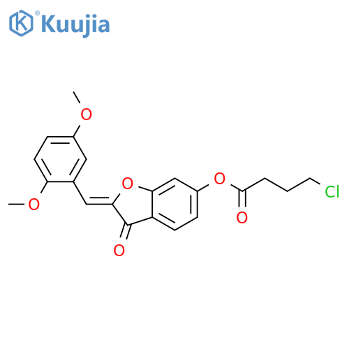 (2Z)-2-(2,5-dimethoxyphenyl)methylidene-3-oxo-2,3-dihydro-1-benzofuran-6-yl 4-chlorobutanoate structure