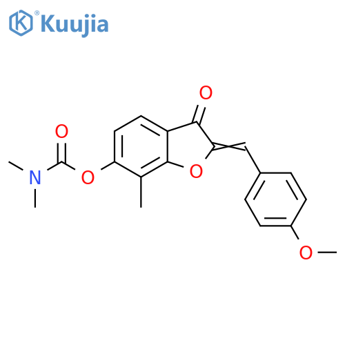 (2Z)-2-(4-methoxyphenyl)methylidene-7-methyl-3-oxo-2,3-dihydro-1-benzofuran-6-yl N,N-dimethylcarbamate structure