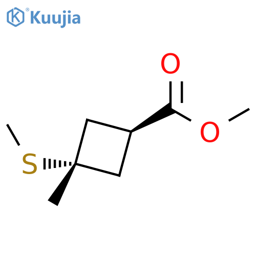 Cyclobutanecarboxylic acid, 3-methyl-3-(methylthio)-, methyl ester,trans- structure
