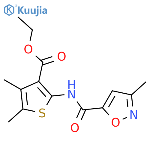<br>4,5-Dimethyl-2-[(3-methyl-isoxazole-5-carbonyl)-amino]-thiophene-3-carboxyl ic acid ethyl ester structure