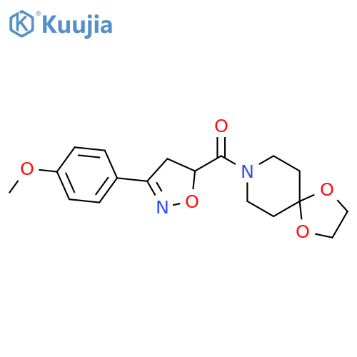 <br>(1,4-Dioxa-8-aza-spiro[4.5]dec-8-yl)-[3-(4-methoxy-phenyl)-4,5-dihydro-isox azol-5-yl]-methanone structure