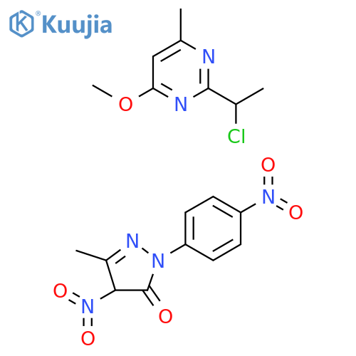 Pyrimidine, 2-(1-chloroethyl)-4-methoxy-6-methyl-, compd. with 2,4-dihydro-5-methyl-4-nitro-2-(4-nitrophenyl)-3H-pyrazol-3-one (1:1) structure