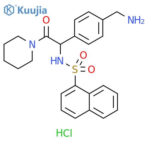 1-Naphthalenesulfonamide, N-[1-[4-(aminomethyl)phenyl]-2-oxo-2-(1-piperidinyl)ethyl]-, hydrochloride (1:1) structure