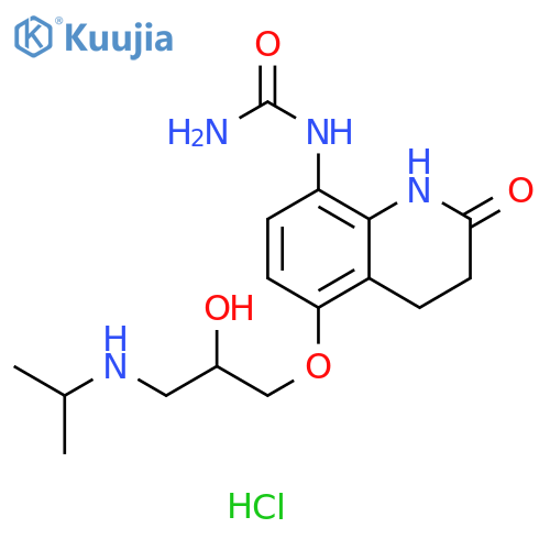 Urea,[1,2,3,4-tetrahydro-5-[2-hydroxy-3-[(1-methylethyl)amino]propoxy]-2-oxo-8-quinolinyl]-, monohydrochloride structure