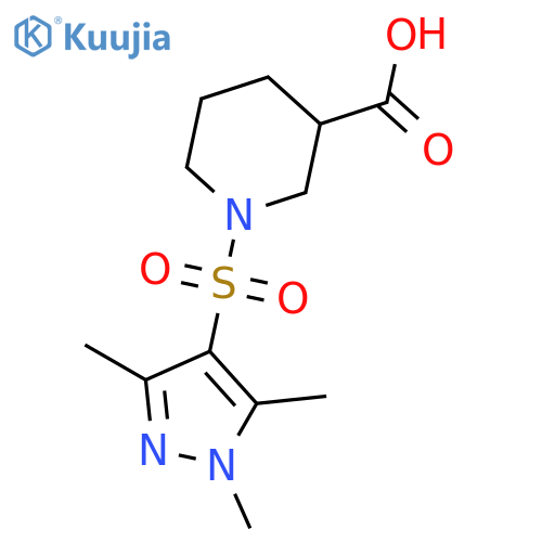 1-(1,3,5-Trimethyl-1H-pyrazol-4-yl)sulfonyl-piperidine-3-carboxylic acid structure