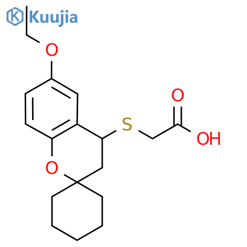 [(6-Ethoxy-3,4-dihydrospiro[chromene-2,1'-cyclohexan]-4-yl)thio]acetic acid structure
