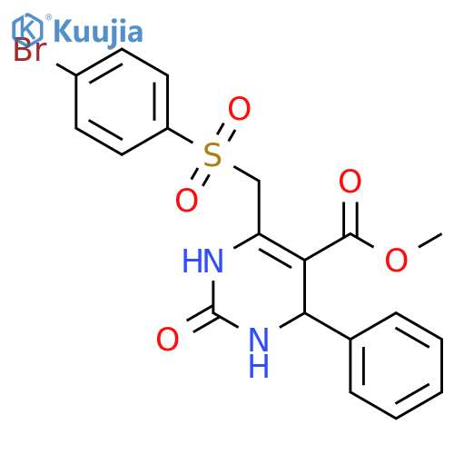 methyl 6-(4-bromobenzenesulfonyl)methyl-2-oxo-4-phenyl-1,2,3,4-tetrahydropyrimidine-5-carboxylate structure