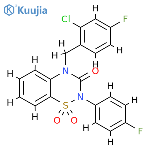 4-(2-chloro-4-fluorophenyl)methyl-2-(4-fluorophenyl)-3,4-dihydro-2H-1lambda6,2,4-benzothiadiazine-1,1,3-trione structure