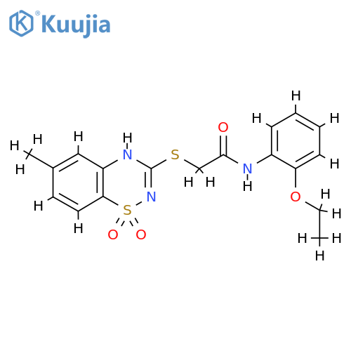 N-(2-ethoxyphenyl)-2-(6-methyl-1,1-dioxo-4H-1lambda6,2,4-benzothiadiazin-3-yl)sulfanylacetamide structure