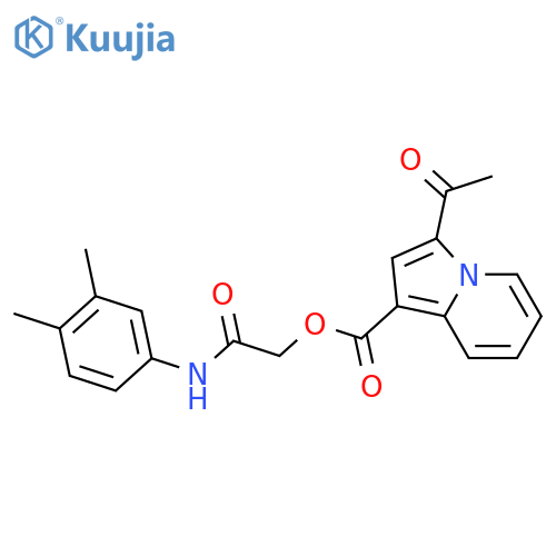 (3,4-dimethylphenyl)carbamoylmethyl 3-acetylindolizine-1-carboxylate structure