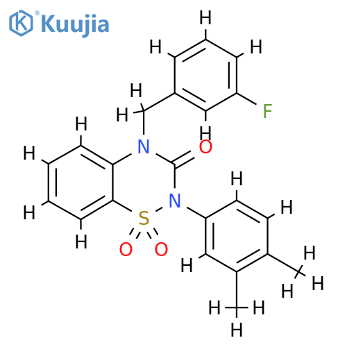 2-(3,4-dimethylphenyl)-4-(3-fluorophenyl)methyl-3,4-dihydro-2H-1lambda6,2,4-benzothiadiazine-1,1,3-trione structure