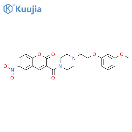 3-{4-2-(3-methoxyphenoxy)ethylpiperazine-1-carbonyl}-6-nitro-2H-chromen-2-one structure