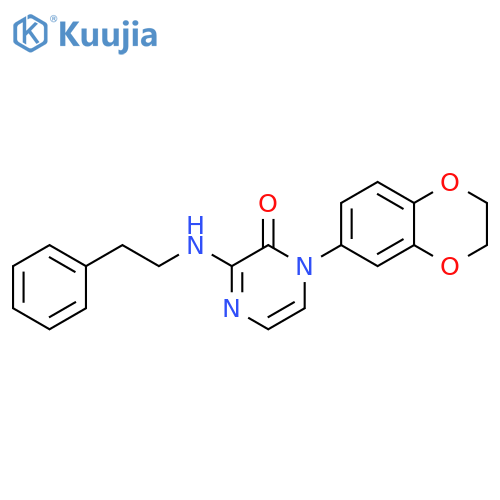 1-(2,3-dihydro-1,4-benzodioxin-6-yl)-3-(2-phenylethyl)amino-1,2-dihydropyrazin-2-one structure