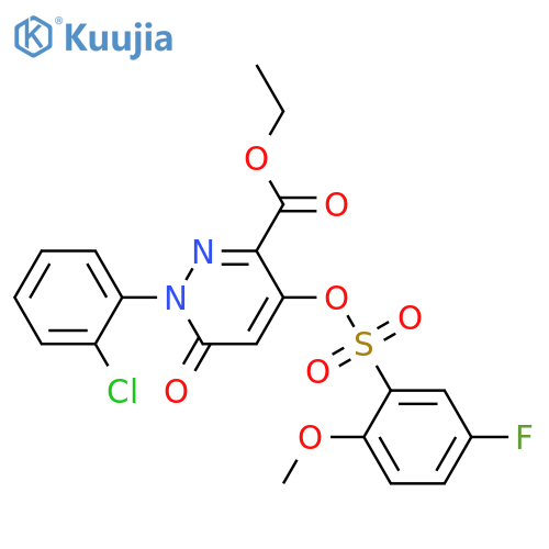 ethyl 1-(2-chlorophenyl)-4-(5-fluoro-2-methoxybenzenesulfonyl)oxy-6-oxo-1,6-dihydropyridazine-3-carboxylate structure