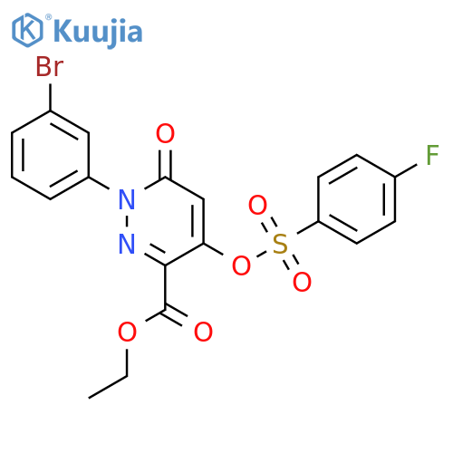 ethyl 1-(3-bromophenyl)-4-(4-fluorobenzenesulfonyl)oxy-6-oxo-1,6-dihydropyridazine-3-carboxylate structure