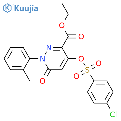 ethyl 4-(4-chlorobenzenesulfonyl)oxy-1-(2-methylphenyl)-6-oxo-1,6-dihydropyridazine-3-carboxylate structure