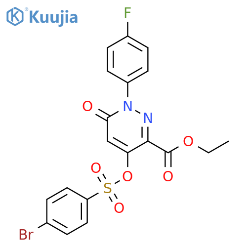 ethyl 4-(4-bromobenzenesulfonyl)oxy-1-(4-fluorophenyl)-6-oxo-1,6-dihydropyridazine-3-carboxylate structure