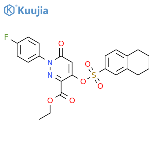ethyl 1-(4-fluorophenyl)-6-oxo-4-(5,6,7,8-tetrahydronaphthalene-2-sulfonyl)oxy-1,6-dihydropyridazine-3-carboxylate structure