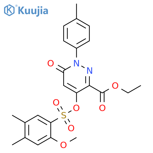 ethyl 4-(2-methoxy-4,5-dimethylbenzenesulfonyl)oxy-1-(4-methylphenyl)-6-oxo-1,6-dihydropyridazine-3-carboxylate structure