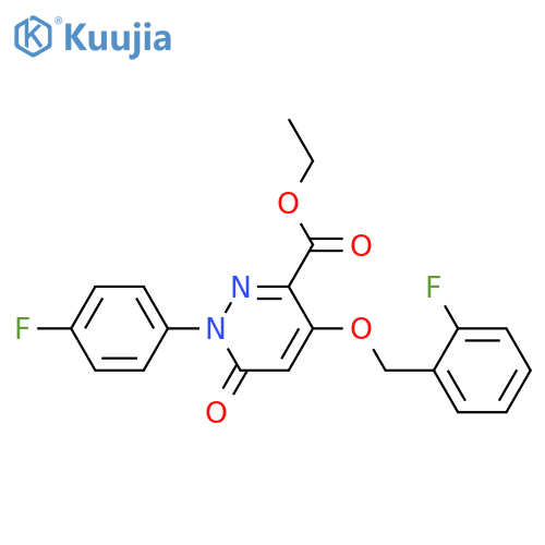 ethyl 1-(4-fluorophenyl)-4-(2-fluorophenyl)methoxy-6-oxo-1,6-dihydropyridazine-3-carboxylate structure