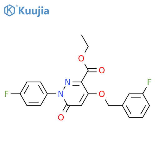 ethyl 1-(4-fluorophenyl)-4-(3-fluorophenyl)methoxy-6-oxo-1,6-dihydropyridazine-3-carboxylate structure